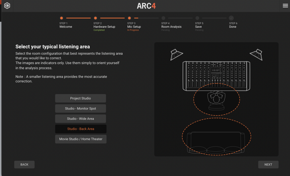 ARC 4 -Select your typical listening area